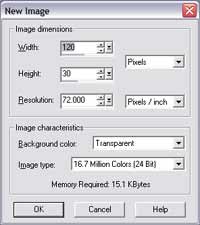 New Image Dialog Box